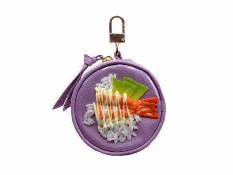 Avocado & Shrimp Rice Circular Purse Ver. 2 - Purple